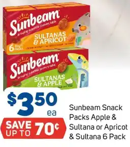 Foodland Sunbeam Snack Packs Apple & Sultana or Apricot & Sultana offer