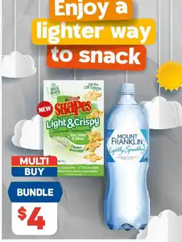 Foodland Purchase any Mount Franklin Lightly Sparkling and Arnotts Shapes Light & Crispy offer