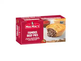 Foodworks Mrs mac’s pie or sausage roll 4 pack 700/760g offer