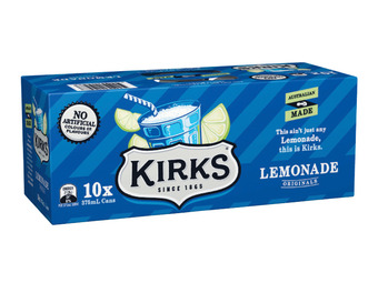 Foodworks Kirks soft drink cans 10 pack x 375ml offer