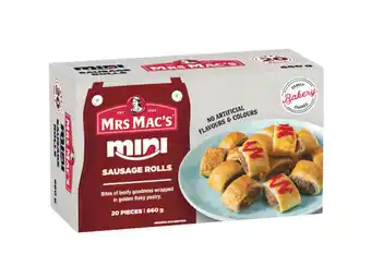 Foodworks Mrs mac’s party pies 12 pack or sausage rolls 20 pack offer