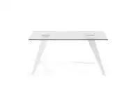 LivingStyles Neville Tempered Glass & Steel Dining Table, 160cm, Clear / White offer