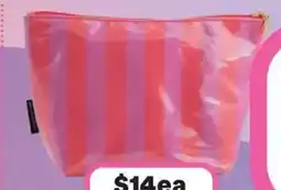 Priceline Mp cosmetics pink stripe clutch offer