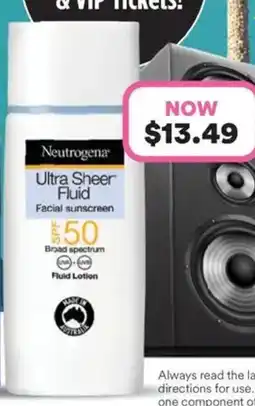 Priceline Neutrogena ultra sheer fluid facial sunscreen spf50 offer
