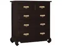 Seoul Solid Mahogany Timber 5 Drawer Tallboy, Chocolate
