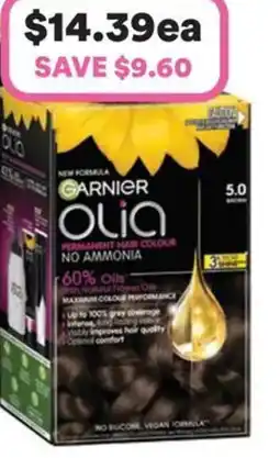 Priceline Garnier Olia Permanent Hair Colour No Ammonia 60% Oils 5.0 Brown offer