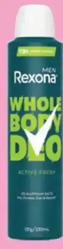 Priceline Rexona deodorant aerosol men active fresh offer