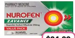 Priceline Nurofen Zavance Ibuprofen Sodium Dihydrate 256mg offer
