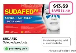 Priceline Sudafed PE Sinus + Pain Relief Day & Night offer