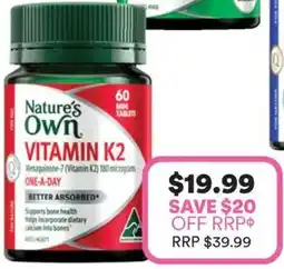 Priceline Nature's Own VITAMIN K2 offer