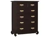 LivingStyles Seoul Solid Mahogany Timber 6 Drawer Tallboy, Chocolate offer