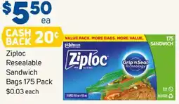 Foodland Ziploc Resealable Sandwich Bags offer