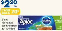 Foodland Ziploc Resealable Sandwich Bags offer