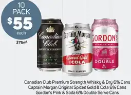 Foodland Captain Morgan Original Spiced Gold & Cola 6% Cans Gordon's Pink & Soda 6% Double Serve Cans offer