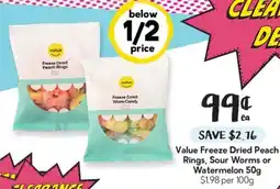 Drakes Value Freeze Dried Peach Rings, Sour Worms or Watermelon offer