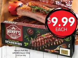 Spudshed Henry's Pork Ribs with BBQ Sauce offer
