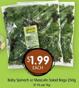 Spudshed Baby Spinach or Mesculin Salad Bags offer