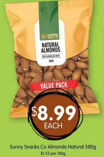 Spudshed Sunny Snacks Co Almonds Natural offer