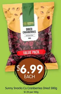 Spudshed Sunny Snacks Co Cranberries Dried offer