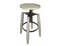 LivingStyles Hemlock Solid Timber and Metal Round Adjustable Stool, White Wash offer