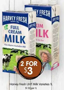 Spudshed Harvey Fresh UHT Milk Varieties offer