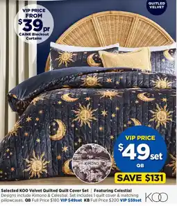 Spotlight Selected koo velvet quilted quilt cover set offer
