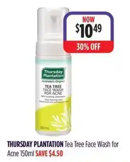 Wizard Pharmacy THURSDAY PLANTATION Tea Tree Face Wash for Acne offer