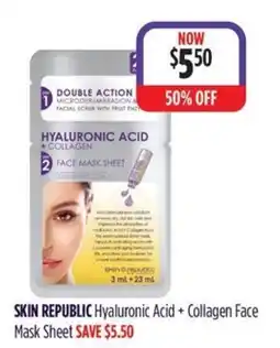 Wizard Pharmacy SKIN REPUBLIC Hyaluronic Acid + Collagen Face Mask Sheet offer