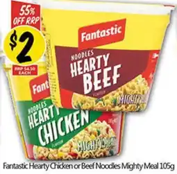 NQR Fantastic Hearty Chicken or Beef Noodles Mighty Meal offer