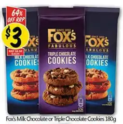 NQR Fox's Milk Chocolate or Triple Chocolate Cookies offer