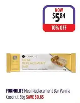 Wizard Pharmacy FORMULITE Meal Replacement Bar Vanilla Coconut offer