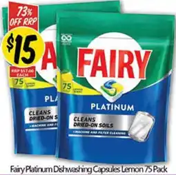 NQR Fairy Platinum Dishwashing Capsules Lemon offer