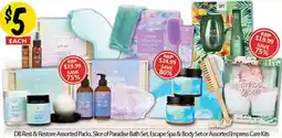 NQR DB Rest & Restore Assorted Packs, Slice of Paradise Bath Set, Escape Spa & Body Set or Assorted Impress Care Kits offer
