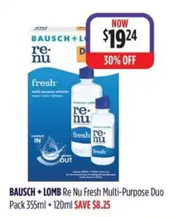 Wizard Pharmacy BAUSCH LOMB Re Nu Fresh Multi-Purpose Duo Pack offer