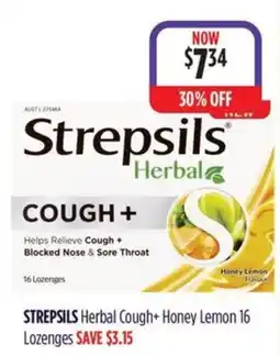 Wizard Pharmacy STREPSILS Herbal Cough+ Honey Lemo Lozenges offer