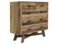 LivingStyles Wheaton Solid Recycled Pine Timber 5 Drawe Tallboy offer