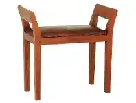 LivingStyles Dacey Solid Mahogany Timber Single Bench with Leather Seat - Light Pecan offer