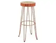 LivingStyles Evans Timber Seat Metal Counter Stool, Copper offer