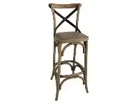 LivingStyles Sherwood Oak Timber Cross Back Counter Chair, Rattan Seat with Metal Back, Oak offer