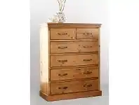 LivingStyles Kipling Solid Pine Timber 6 Drawer Tallboy - Light Oak Finish offer