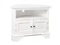 LivingStyles Tasmania Mahogany Timber 2 Door Corner TV Stand, 90cm, White offer