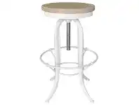 LivingStyles Andrew Timber Seat Iron Counter Stool, White offer