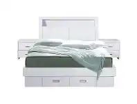 LivingStyles Whitney Wooden Gas Lift Platform Bed, Queen, White offer