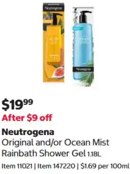 Costco Neutrogena Original and/or Ocean Mist Rainbath Shower Gel offer