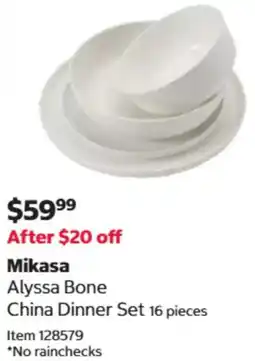 Costco Mikasa Alyssa Bone China Dinner Set offer