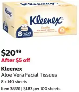 Costco Kleenex Aloe Vera Facial Tissues offer
