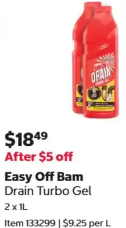Costco Easy Off Bam Drain Turbo Gel offer