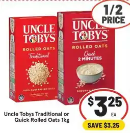 IGA Uncle Tobys Traditional or Quick Rolled Oats offer