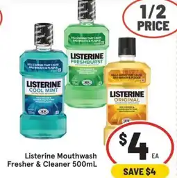 IGA Listerine Mouthwash Fresher & Cleaner offer