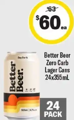 Liquorland Better Beer Zero Carb Lager Cans offer